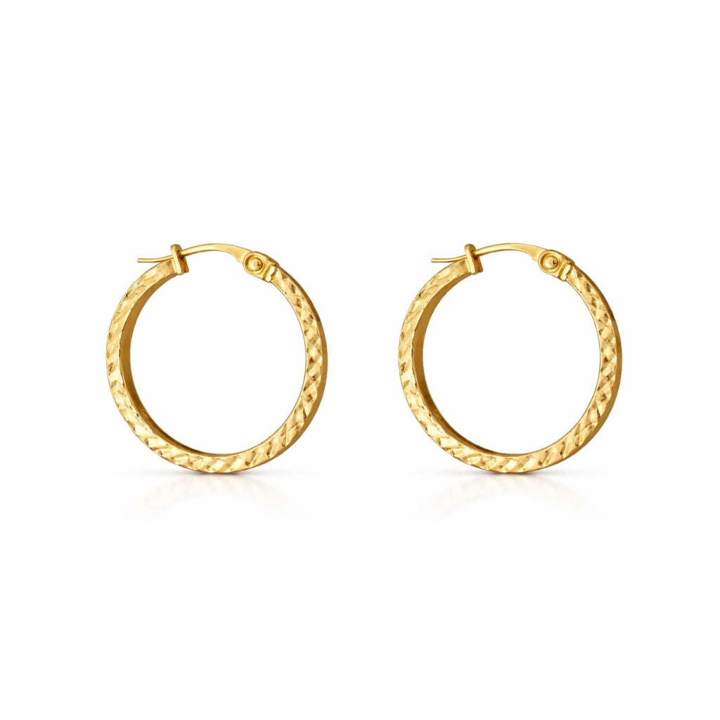 עגילי חישוק (קונגו) איטלקיים עדינים מזהב 14 קראט