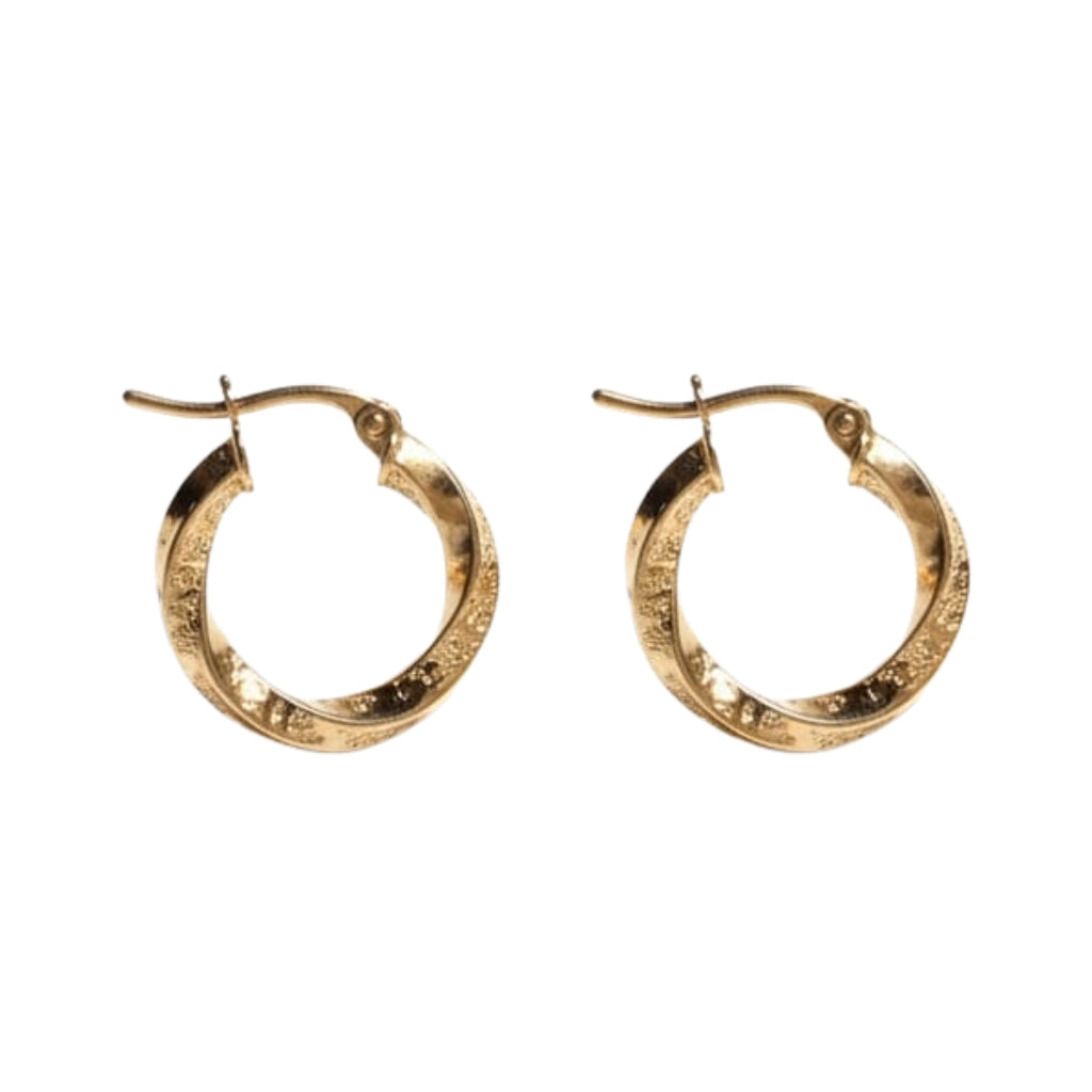 עגילי חישוק טוויסט קטנים מזהב 14 קראט