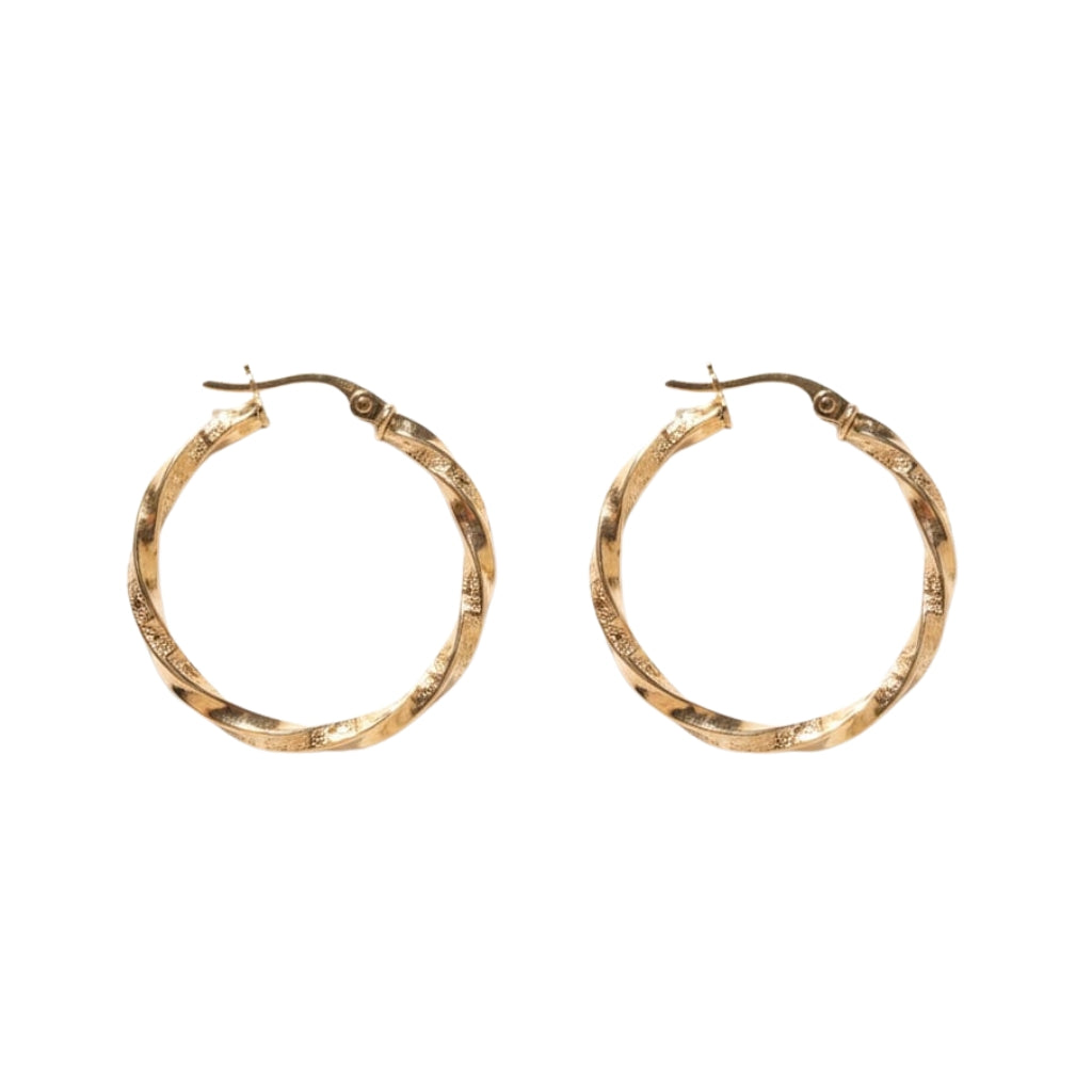 עגילי חישוק טוויסט גדולים מזהב 14 קראט