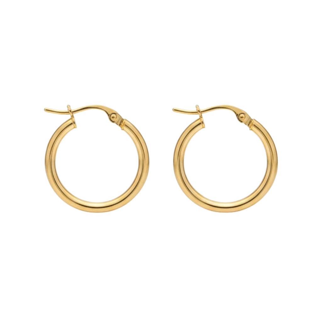 עגילי חישוק חלקים וקטנים מזהב 14 קראט