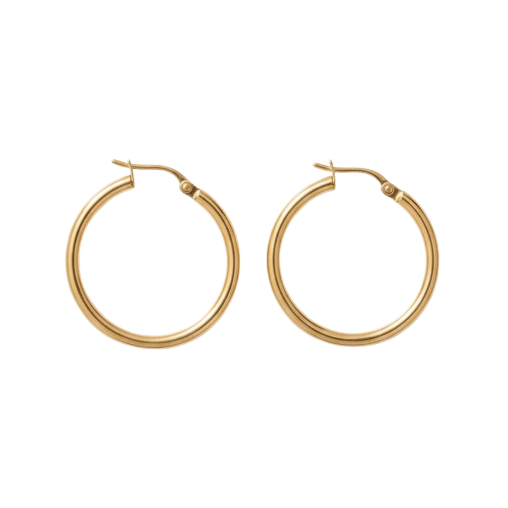 עגילי חישוק חלקים מזהב 14 קראט