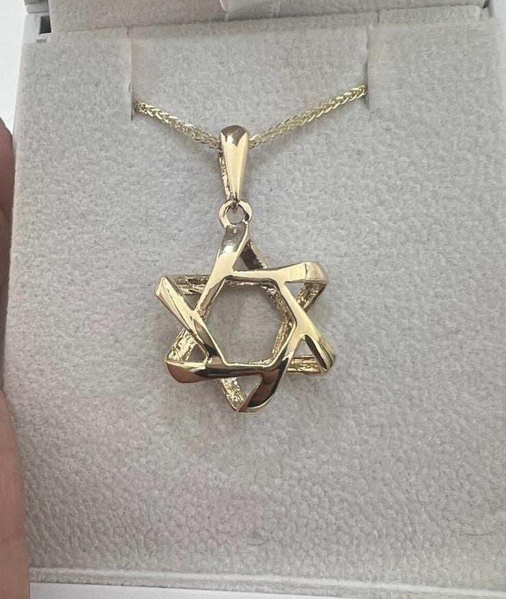 אור עולם - מגן דוד גיאומטרי מזהב 14 קראט