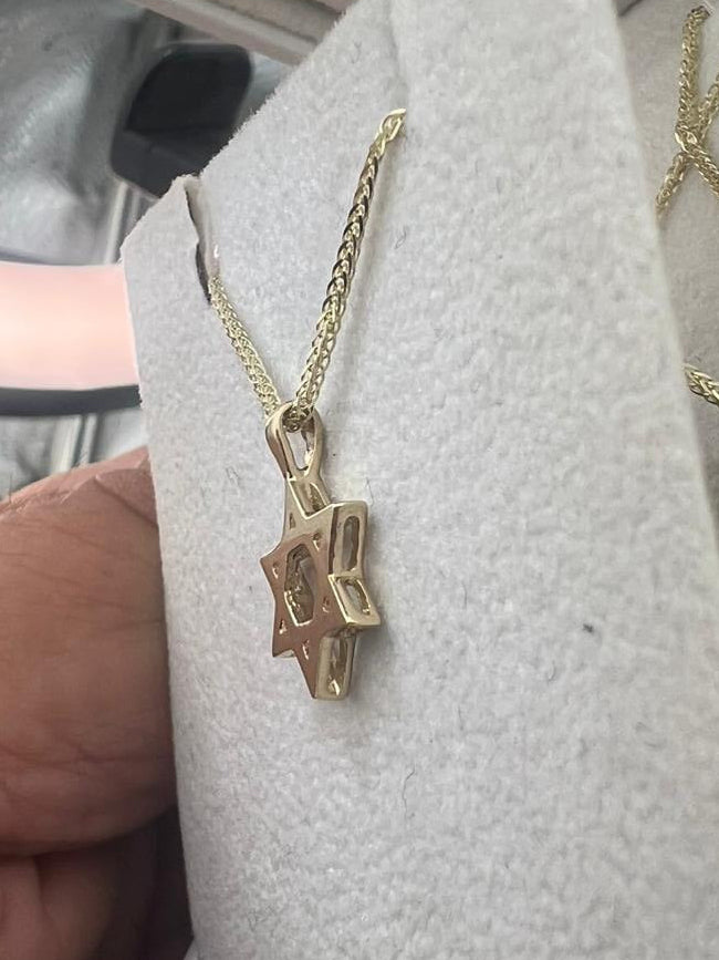 תליון מגן דוד מיני מזהב 14 קראט