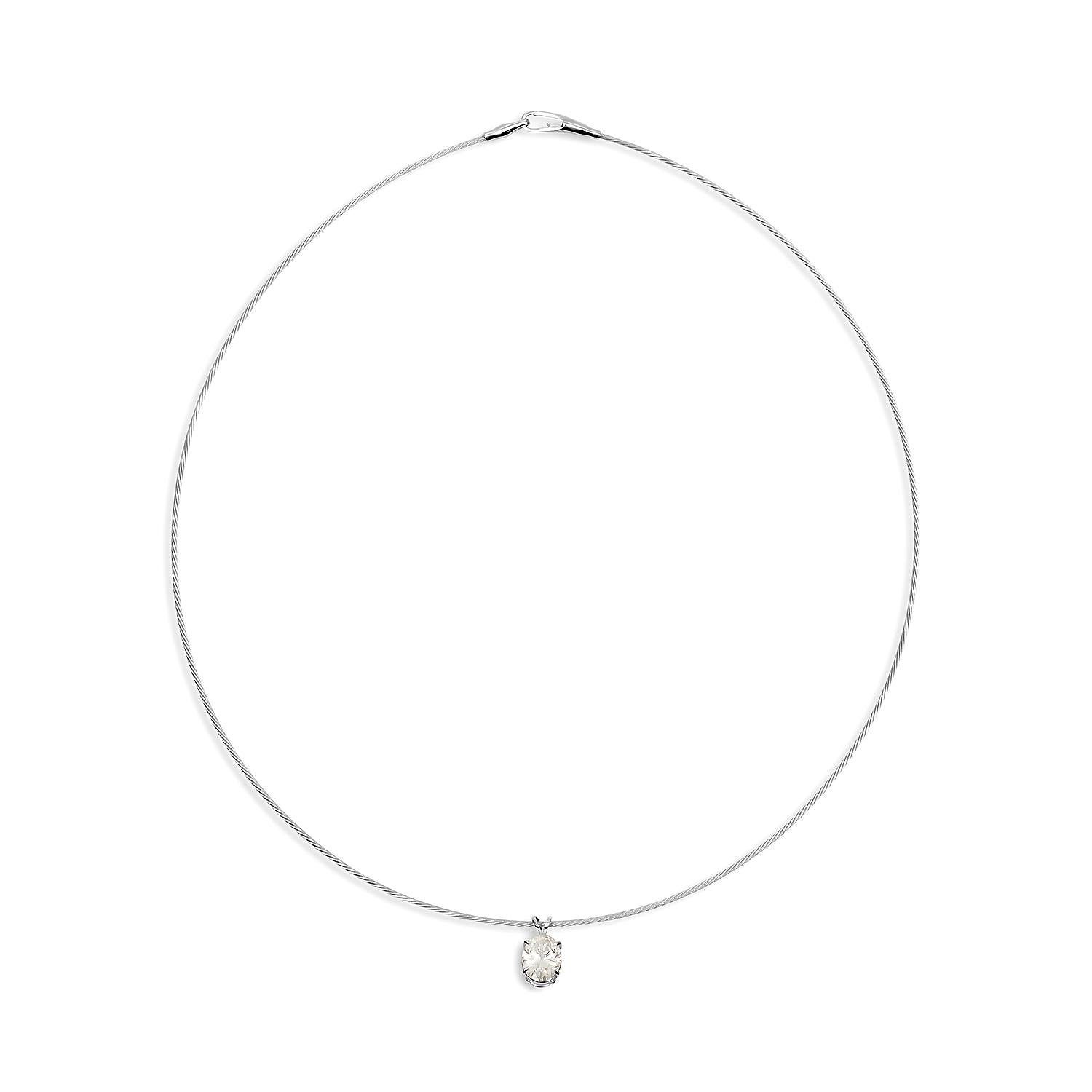 כבל זהב קשיח 14 קראט עם תליון יהלום 2 קראט