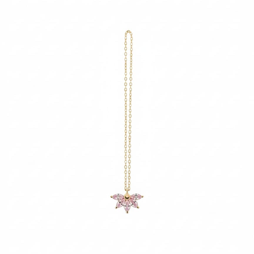 שרשרת זהב 14 קארט משובצת ב5 מרקיזות ורודות זרקונים